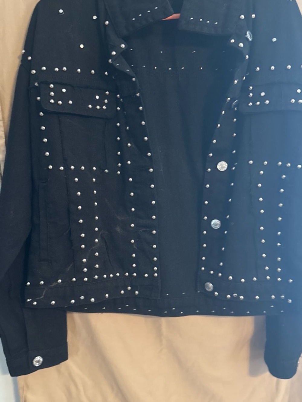 Amazon Black Studded Jean Jacket with Silver Accents